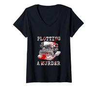 Women's Funny Author Writer Plotting A Murder V-Neck T-Shirt