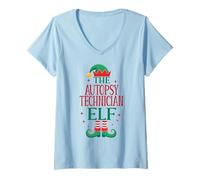 Womens Funny Autopsy Technician Elf Christmas Holiday Medical Staff V-Neck T-Shirt