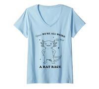 Women's Funny Axolotl We're All Weird Quote Design V-Neck T-Shirt