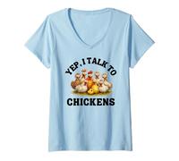 Women's Funny Backyard Chicken Owner Design Yep I Talk to Chickens V-Neck T-Shirt