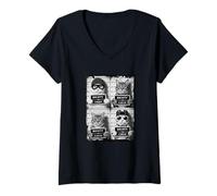 Womens Funny Bad Cats Feline Mugshots 02 V-Neck T-Shirt