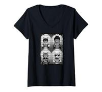 Womens Funny Bad Cats Feline Mugshots V-Neck T-Shirt