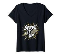 Womens Funny Badminton Quote Gift Serve It Up V-Neck T-Shirt