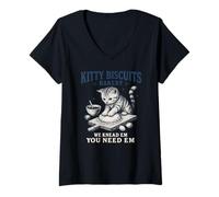 Womens Funny Baking Art Kitty Biscuits Bakery Cat Lover V-Neck T-Shirt