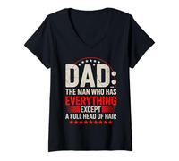 Womens Funny Bald Dad - The Man With Everything But Hair V-Neck T-Shirt