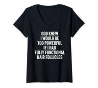 Women's Funny Bald Head Fully Functional Hair Follicles Jokes V-Neck T-Shirt