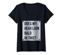 Women's Funny Bald Joke, Does My Head Look Bald in This, Funny Bald V-Neck T-Shirt