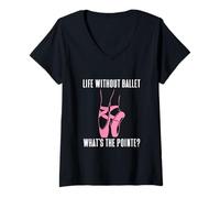 Womens Funny Ballet Dancer Whats The Pointe Ballerina Bailarina V-Neck T-Shirt