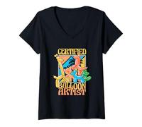 Womens Funny Balloon Artist Balloon Animal Twisting Balloon Twister V-Neck T-Shirt