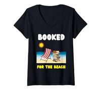 Womens Funny beach reading quote booked for the beach holiday V-Neck T-Shirt