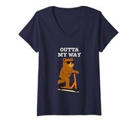 Womens Funny Bear Outta My Way Cool V-Neck T-Shirt