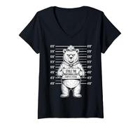 Women's Funny Bear Stole The Marshmallows Campsite Patrol V-Neck T-Shirt