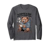 Womens Funny Bear T-Shirt Coffee A Day Keeps The Grumpy Away Long Sleeve T-Shirt