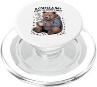 Womens Funny Bear T-Shirt Coffee A Day Keeps The Grumpy Away PopSockets PopGrip for MagSafe