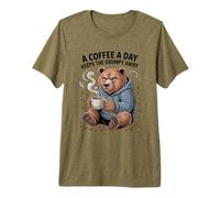 Womens Funny Bear T-Shirt Coffee A Day Keeps The Grumpy Away Premium T-Shirt