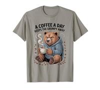 Womens Funny Bear T-Shirt Coffee A Day Keeps The Grumpy Away T-Shirt
