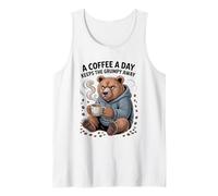 Womens Funny Bear T-Shirt Coffee A Day Keeps The Grumpy Away Tank Top