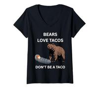 Womens Funny Bears Love Tacos V-Neck T-Shirt