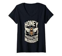 Women's Funny Bee Honey Production Manager Beekeeper V-Neck T-Shirt