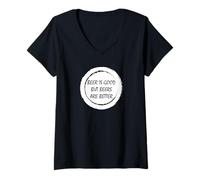Womens Funny Beer Design for Pub Nights, Drinkers & Jokers V-Neck T-Shirt