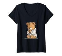 Women's Funny Believer Teddy Costume for Prayer V-Neck T-Shirt