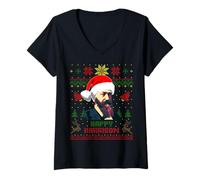 Womens Funny Benjamin President Harrison Christmas Holiday Parody V-Neck T-Shirt