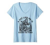 Womens Funny Bigfoot A Guy Like Myself is Hard to Forest Find V-Neck T-Shirt