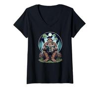 Womens Funny Bigfoot Alien UFO Sasquatch Cryptid Humor Paranormal V-Neck T-Shirt