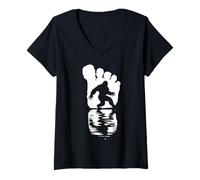 Womens Funny Bigfoot Footprint Sasquatch Silhouette Design Gifts V-Neck T-Shirt