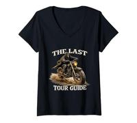 Women's Funny Biker Saying for the Old Man The Last Tour Guide Biker V-Neck T-Shirt