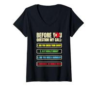 Womens Funny Bingo Caller Before You Question My Call Bingo Night V-Neck T-Shirt
