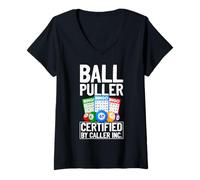 Womens Funny Bingo Caller Funny Bingo Game Night Ball Puller V-Neck T-Shirt