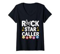 Women's Funny Bingo Caller Rockstar Bingo Game Night V-Neck T-Shirt