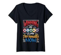 Womens Funny Bingo Winning Lottery Apparel Playing Gamble Gambling V-Neck T-Shirt