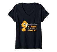 Womens Funny Bird Statement Sometimes I think But then I Forget V-Neck T-Shirt