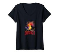 Womens Funny Bird Winging It Sarcastic Humor V-Neck T-Shirt
