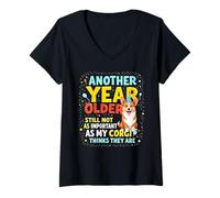 Womens Funny Birthday Gift Welsh Corgi Dog V-Neck T-Shirt