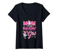 Womens Funny Birthday Party Mom Ballet Theme Funny Girl Dance Fan V-Neck T-Shirt
