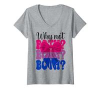 Womens Funny Bisexual Bi Pride Flag LGBTQ Coquette Bow Why Not Both V-Neck T-Shirt
