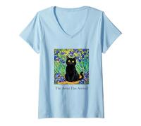 Women's Funny Black Cat Artist Has Arrived Van Gogh Inspired V-Neck T-Shirt