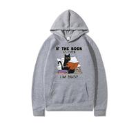 Women's Funny Black Cat Print Hoodie Men's Loose Casual Long Sleeve Pullover Hooded Sweatshirt Tops with Pocket