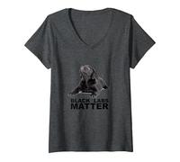 Women's Funny Black Labs Matter V-Neck T-Shirt, Dark Heather Grey, XX-Large