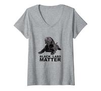 Women's Funny Black Labs Matter V-Neck T-Shirt, Heather Grey, Large