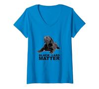 Women's Funny Black Labs Matter V-Neck T-Shirt, Sapphire Blue, Large