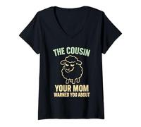 Womens Funny Black Sheep Cousin Quirky Family Outcast Humor V-Neck T-Shirt