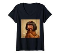 Women's Funny Bob Haircut Chicken Meme Cute Chicken Lover Humor V-Neck T-Shirt