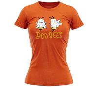 Womens Funny Boo Bees T Shirt Ladies Bumblebee Ghost Tee Halloween Party Top, L, Orange