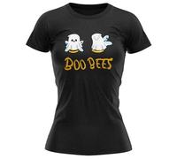 Womens Funny Boo Bees T Shirt Ladies Bumblebee Ghost Tee Halloween Party Top, M, Black