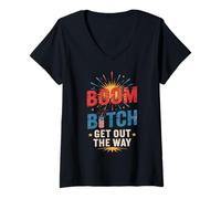 Womens Funny Boom Bitch Safety Bang Technician Squad Pyro Tech Mom V-Neck T-Shirt
