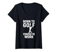 Womens Funny Born to Golf Golfer Graphic V-Neck T-Shirt